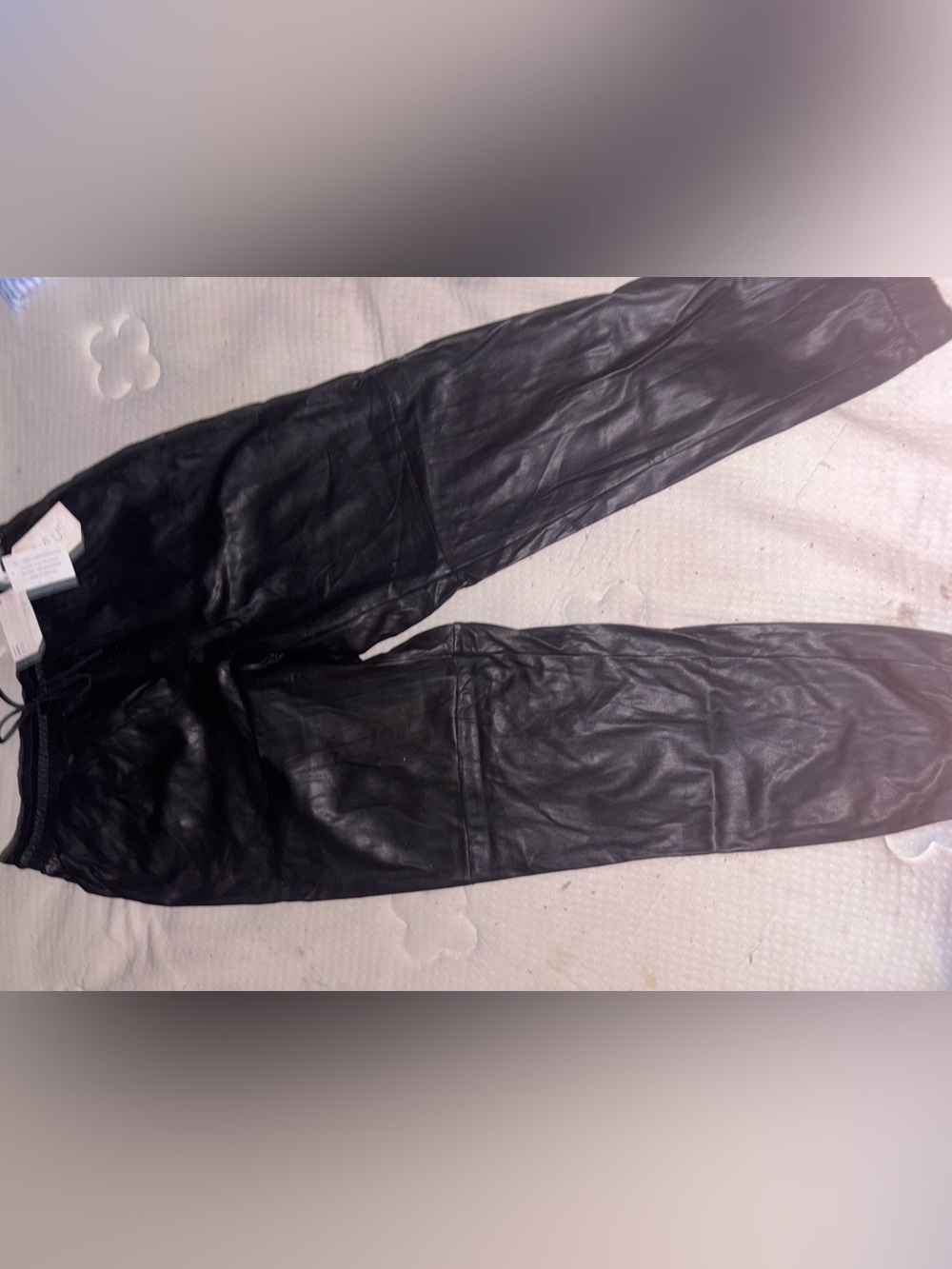 STYLUS Black Faux Leather Jogger Pants